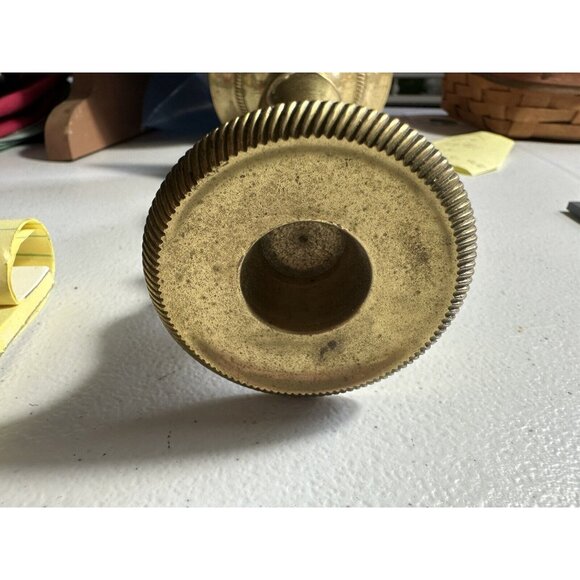 Brass Candle Stick Holders Set Heavy 8 “ Tall Round Base - Picture 10 of 11